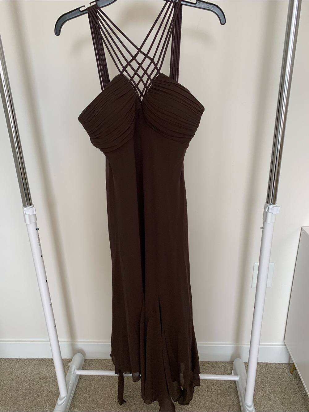 EXPO Brown Wrap Dress with Delicate Straps